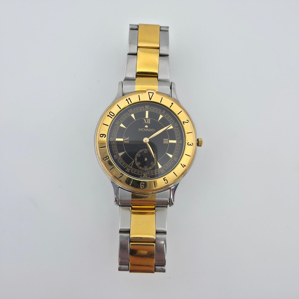 Vintage MOVADO Watch 81.09.861 SWISS Movement Stainless Steel Gold Plate 6.75" - Picture 6 of 15